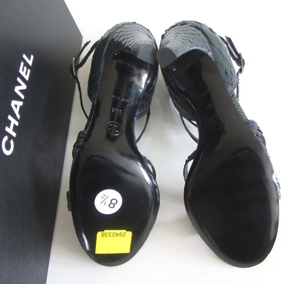 new CHANEL CC genuine python strappy sandals 38.5 - Picture 5 of 8